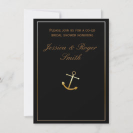 Black Gold Elegante Chic Nautical Anchor Einladung