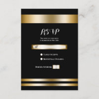Black & Gold Elegante Chic Party Hochzeit RSVP