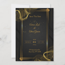 Black & Gold Elegante Einladung zur Hochzeit