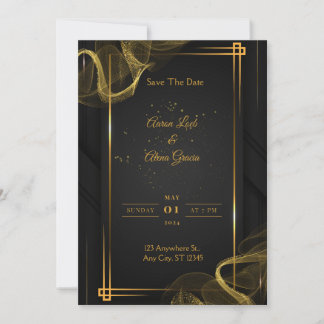 Black & Gold Elegante Einladung zur Hochzeit
