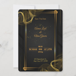 Black & Gold Elegante Einladung zur Hochzeit