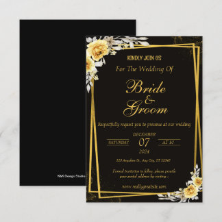 Black & Gold Elegante Einladung zur Hochzeit