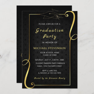 Black Gold Elegante Gerahmte Grad Party Einladung