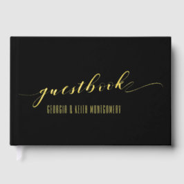 Black & Gold Elegante Hochzeit Gästebuch