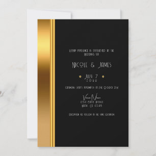 Black & Gold Elegante Royal Glam Wedding Einladung