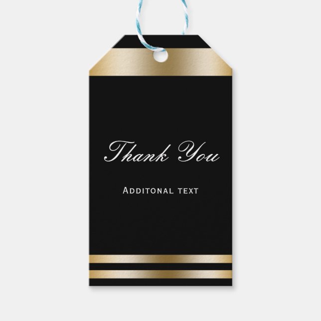 Black Gold Elegante Verlobung Event Gastgeschenk H Geschenkanhänger (Vorderseite)