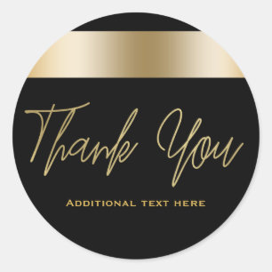 Black & Gold Elegantes Chic Dinner Gastgeschenk Runder Aufkleber