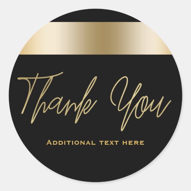 Black & Gold Elegantes Chic Dinner Gastgeschenk Runder Aufkleber (Vorderseite)