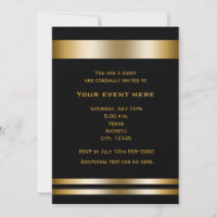 Black & Gold Elegantes Dinner Party Einladung