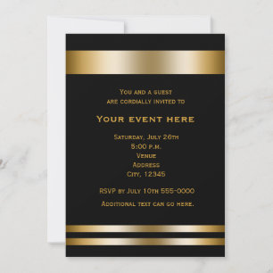 Black & Gold Elegantes Dinner Party Einladung