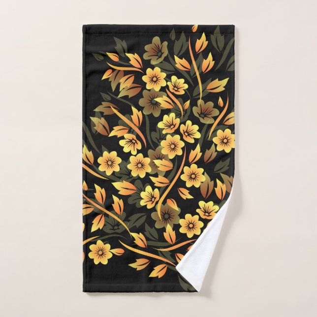 Black Gold Eleganto Floral Handtuch (Handtuch)