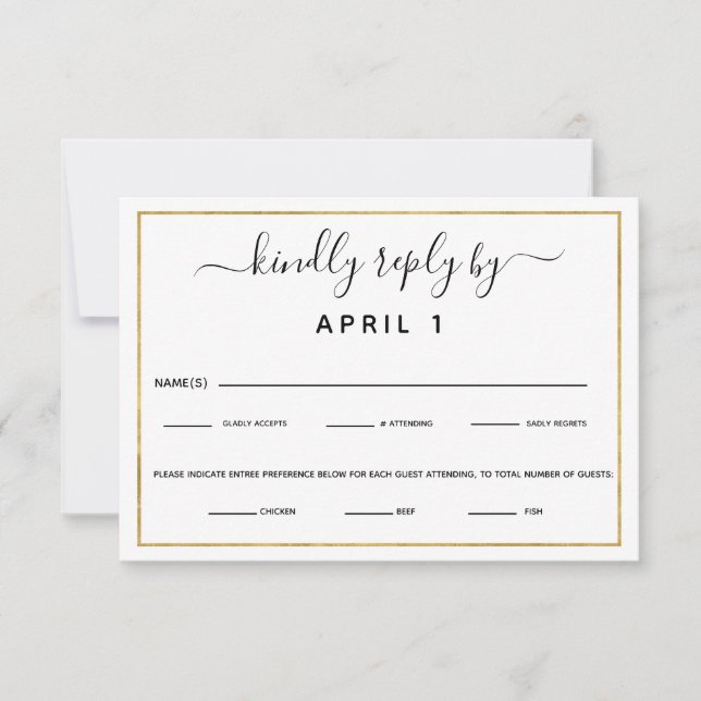 Black & Gold Empfang zum Abendessen UAWG RSVP Karte (Vorderseite)