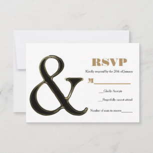 Black & Gold Et-Zeichen Moderne Schicke Hochzeits- RSVP Karte