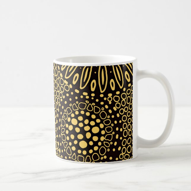 Black Gold Ethnic Floral Pattern Coffee Mug Kaffeetasse (Rechts)