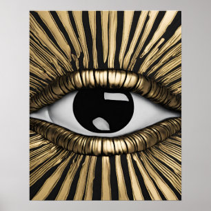 Black Gold Eye Wall Art Poster
