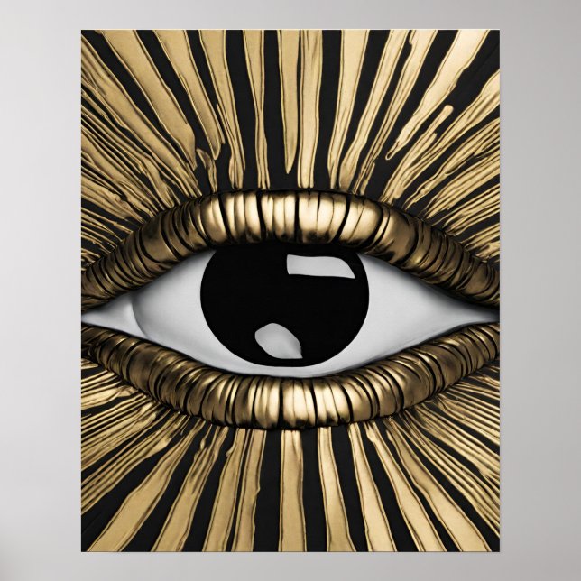 Black Gold Eye Wall Art Poster (Vorne)