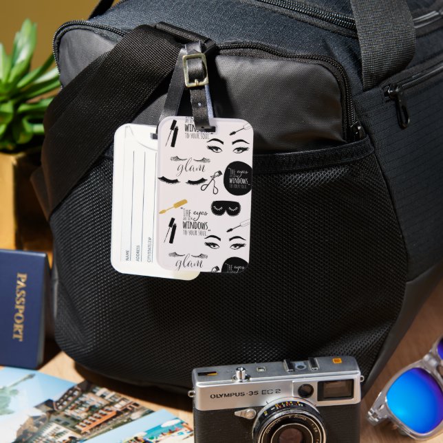 Black Gold Eyelashes Glam Birthday Gepäckanhänger (Vorderseite & Rückseite)