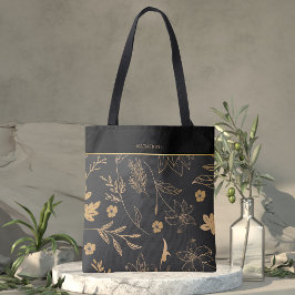 Black Gold Floral Elegant Trendy Stylish