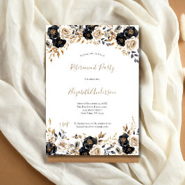 Black Gold Floral Elegantes Rente Party Ihr Einladung