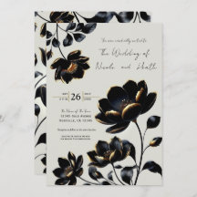 Black & Gold Floral Greige Wedding