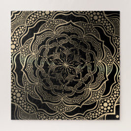 Black & Gold Floral Mandala Schöner, stilvoller Ch Puzzle
