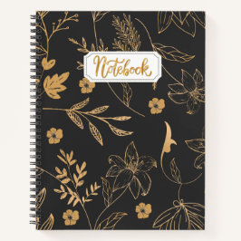 Black Gold Floral Notebook Notizbuch