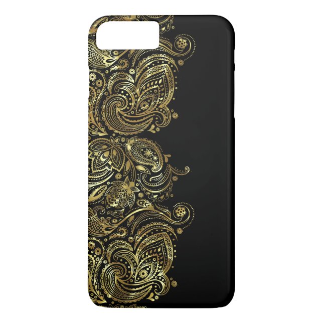 Black & Gold Floral Paisley Lace Case-Mate iPhone Hülle (Rückseite)