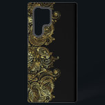 Black & Gold Floral Paisley Lace Samsung Galaxy Hülle<br><div class="desc">Vintage,  elegante Goldtöne mit blumengeschmücktem Paisley auf schwarzem Hintergrund.</div>