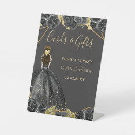 Black Gold Floral Princess Quinceanera Sockelschild