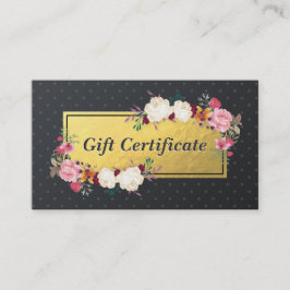 Black Gold Floral Salon Boutique Geschenkgutschein Rabattkarte