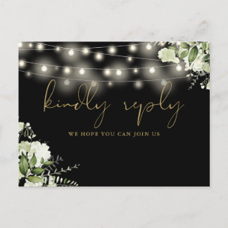 Black Gold Floral String Lights Song Anfrage UAWG Einladungspostkarte