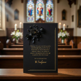 Black & Gold Floral Sympathy Thank You Foil Card Folieneinladung