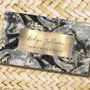 Black Gold Fluid Marble Business Card Visitenkarte