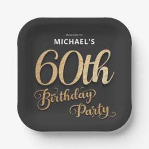 Black Gold Foil 60. Geburtstagsparty Pappteller