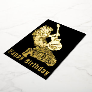 Black Gold Foil Birthday Card Rock Gitarrist Folien Feiertagskarte