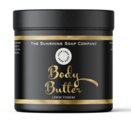 Black & Gold Foil Body Butter Jar Label mit Logo Wasserflaschenetikett