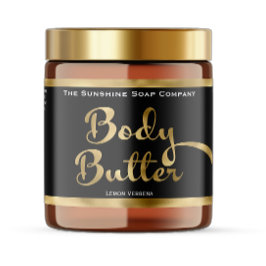 Black & Gold Foil Body Butter Jar Label Wasserflaschenetikett
