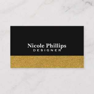 Black & Gold Foil Confetti Chic Business Card Visitenkarte