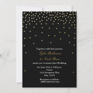 Black & Gold Foil Dots Moderne Hochzeitseinladung Einladung