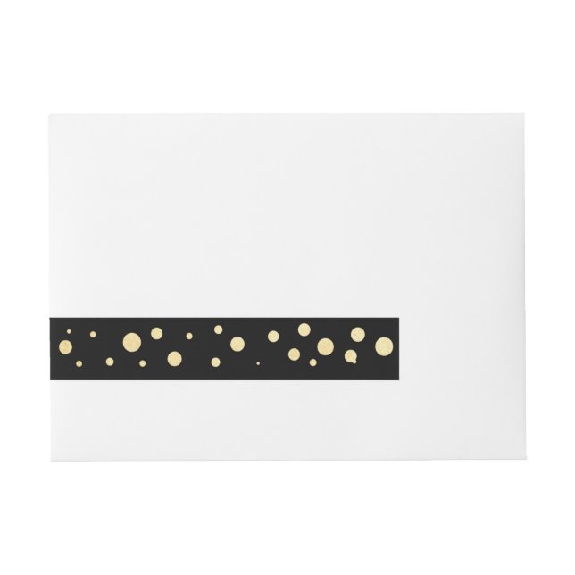 Black & Gold Foil Elegante Karte Rund um Labels Rundum-Adressaufkleber (Vorderseite)