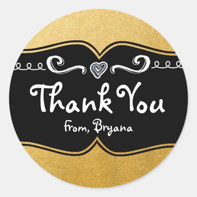 Black & Gold Foil Girls Geburtstagsparty Sticker (Vorderseite)