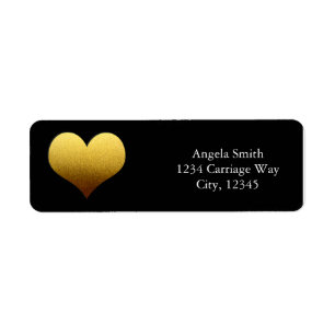 Black & Gold Foil Heart Aufkleber Adressenaufklebe