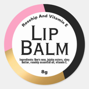 Black Gold Foil Pink Geometric Lip Balm Labels Runder Aufkleber