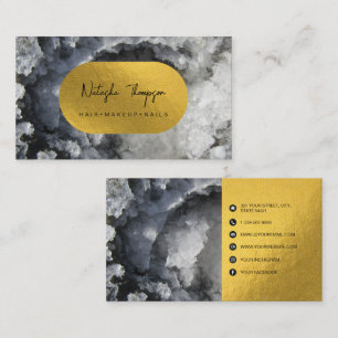 Black Gold Foil Sea Crystals Makeup Hair Nails Visitenkarte