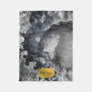 Black Gold Foil Sea Crystals Signature Script Fleecedecke