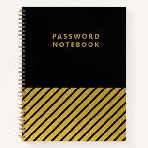 Black Gold Foil Stripes Stilvolles Passwort-Notebo Notizbuch