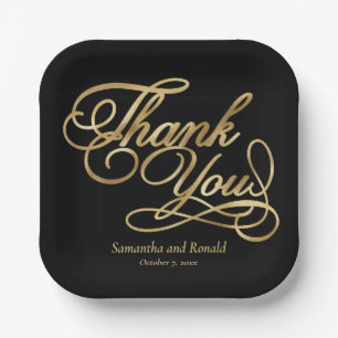 Black & Gold Foil Vielen Dank für Ihre kalligraphi Pappteller