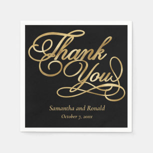 Black & Gold Foil Vielen Dank für Ihre kalligraphi Serviette