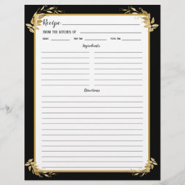 Black Gold Foliage Recipe Binder Page