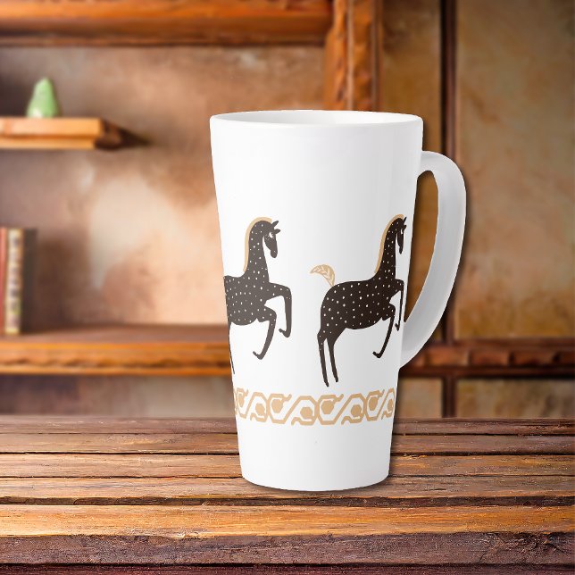 Black Gold Folk Art Gepunktetes Pferd Milchtasse (Von Creator hochgeladen)